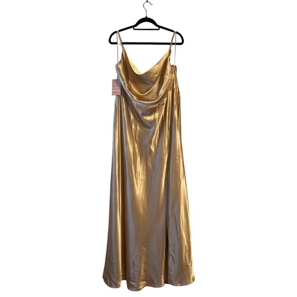 Birdy Grey Lisa Dress Gold Long Satin Gown Curve 1X Bridesmaid Formal Evening - Picture 1 of 12